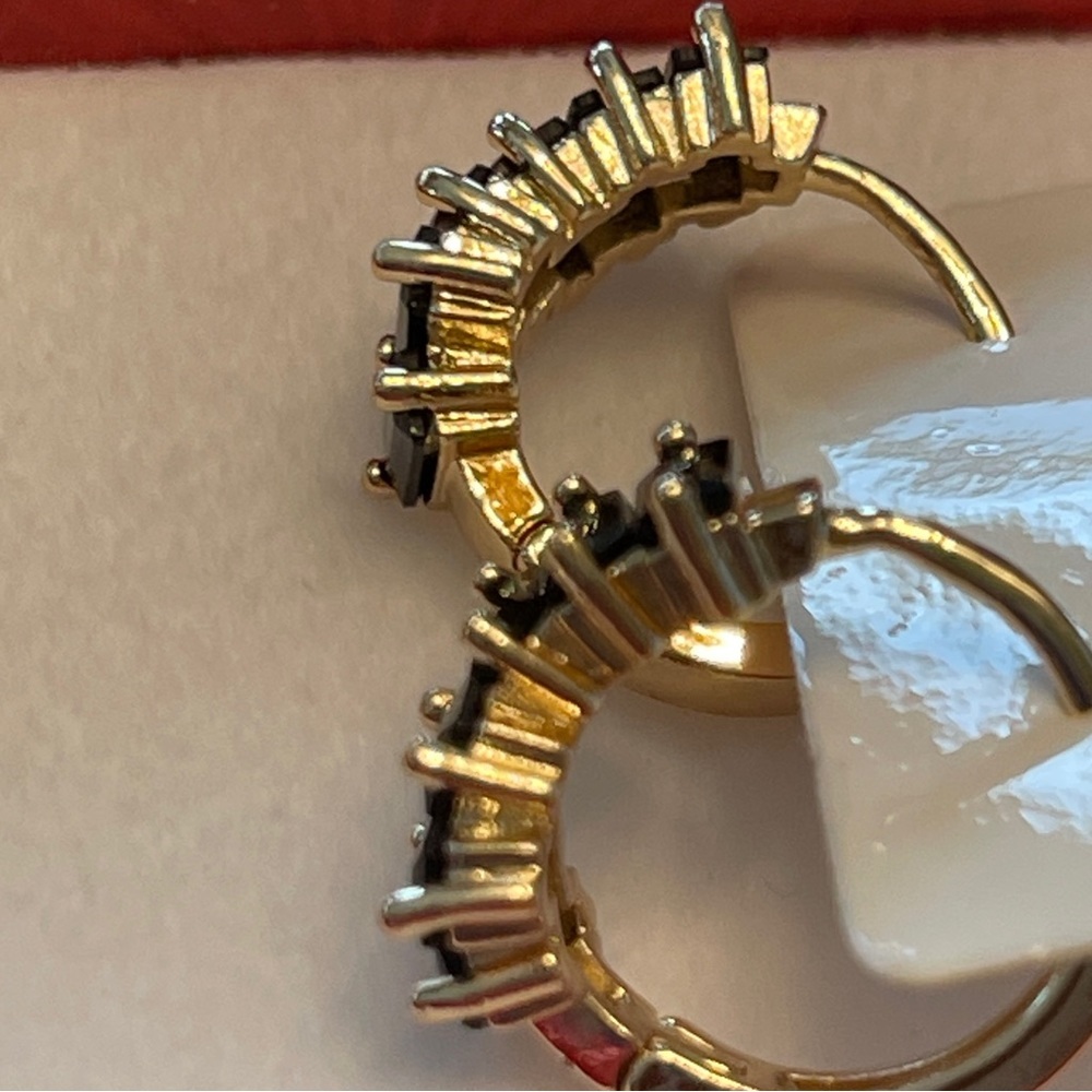 Black 14K Gold Plated Earrings - Picture 7 of 8
